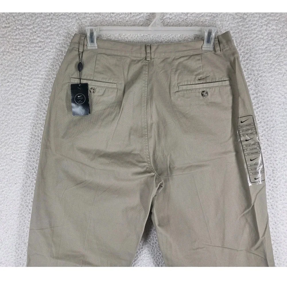 Vtg Deadstock Nike Playerpant Mens 36 Khaki Pleated Pant Unhemmed 152617-235 NWT